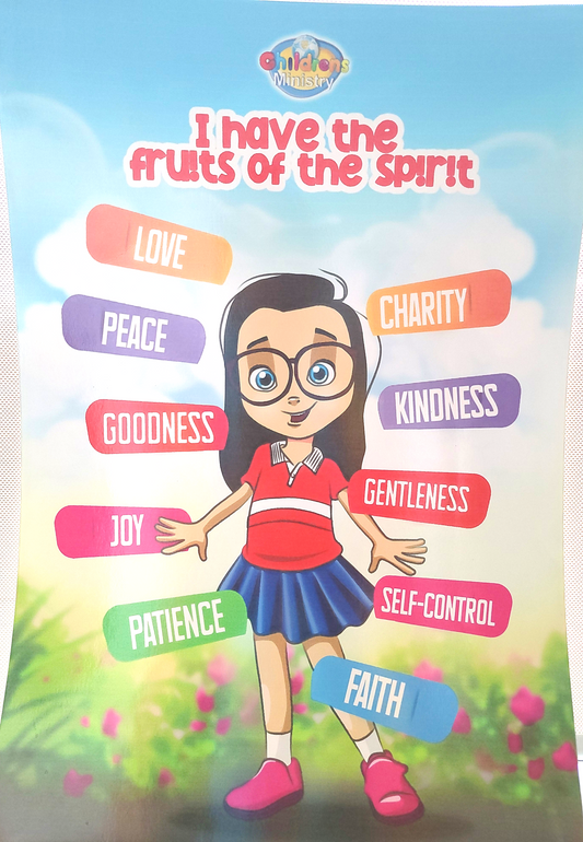 Wall Poster with colorful words of the Fruits of the Spirit